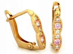 Lovrin Arany divatos fülbevaló rózsaszín cirkónia kövekkel 585 14k 0.92g kislányoknak (Lovrin)