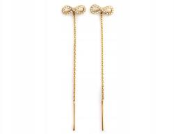 Lovrin Arany színű, átfűzős fülbevaló 585, láncos, végtelen jellel és fehér cirkónia kövekkel