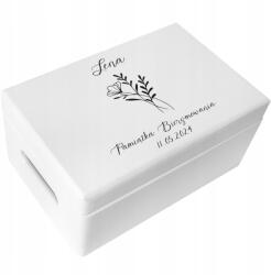 Creative Deco Ajándék szentáldozásra, emlékdoboz gravírozással, borítékok, nyomtatás 30x20 (JANCDSD130CUSTOMCOMCONFFLOWERMINFBM-W)