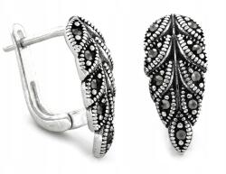 Lovrin 925-ös ezüst fülbevaló, ág levél formájú, markazitokkal, tökéletes alkalomra, ajándéknak (Lovrin)