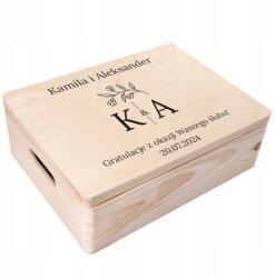 Creative Deco Esküvői ajándékdoboz gravírozással, monogrammal és jókívánságokkal, 40x30 cm (JANCDSD140CUSTOMWEDLETTERSFBM)