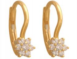 Lovrin Arany fülbevaló 585 virág alakú cirkóniákkal, 1, 8 g, angol kapcsos, 14k (LOVRIN)
