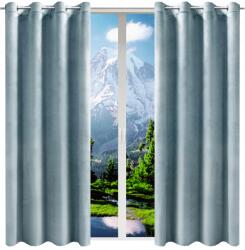 NOW-ART Sima velúr függöny szett 140x250 2 db. karikás függöny nappaliba (Zasłony welurowe na przelotkach błękit 250)