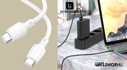 BOROFONE USB-C/USB-C adat/töltőkábel 1m 3A 60W Borofone Super Power BX93 - Fehér (BX93cc-02)