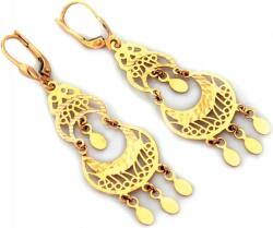  14 karátos arany fülbevaló, mozgó áttört mintás, keleti stílusú, 3, 71g, hosszú, elegáns, pr585