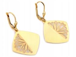 Lovrin Arany fülbevaló 585, lógó négyzetek áttört mintával, angol kapcsos