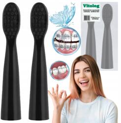 Vitolog Sonic Fogkefe Fejek Pótalkatrészek Betétek Medium Fej Végződés 2 db (Wkład do szczoteczka soniczna główka zębów)