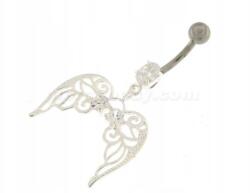 Lovrin Ezüst 925 köldökpiercing fehér szárnyakkal, divatos, látványos mintával ajándéknak is kiváló (Lovrin 63264)