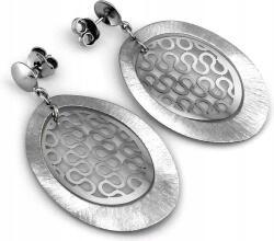 Lovrin Ezüst fülbevaló stekkeres 925 nagy ovális elemek áttört mintás lógó csavaros