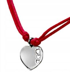 Lovrin Ezüst 925 nyaklánc choker piros zsinóron szív medállal ajándék (Lovrin108399)