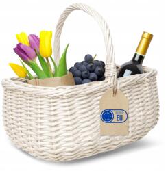 Creative Home Nagy fehér fűzfa kosár fogantyúval, piknik kosár bevásárláshoz, gyümölcsökhöz, zöldségekhez (X0027ROJ63)