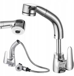  Konyhai Álló Csaptelep Króm Forgatható Kihúzható Kifolyócsővel Perlátor (Bateria)