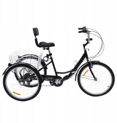  24" Összecsukható háromkerekű tricikli pohártartóval, fekete (YDFKXKW3WDZH8)