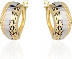 Lovrin Arany fülbevaló 585 lemezkékkel, gyémántozott, lekerekített sárga és fehér arany (Lovrin 86081)