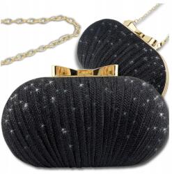 EdiBazzar Fekete Elegáns Borítéktáska Estélyi Alkalmakra, Kis Méretű, Keményített (Puzderko) Változat, Könnyű (Wizytowa Torebka Błyszcząca)
