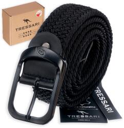 Tressari Öv rugalmas, szőtt vászon öv férfi, női nadrághoz, erős taktikai (Pasek TRESSARI czarny męski damski do spodni)