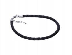 Lovrin Ezüst karkötő 925 fekete szíjjal, divatos mintával, elegáns ajándék (Lovrin 63697)