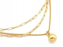 Lovrin 925-ös sterling ezüst nyaklánc, aranyozott, dupla soros, lógó gömb díszítéssel, r45 (Lovrin)
