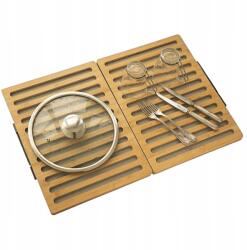  Összecsukható Bambusz Edényszárító Csepegtetőtálca, Kő Mintás, 40 x 30 x 5 cm (B0BB15CV13)