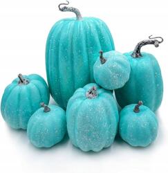 Mű Tökök 7 Darab Különböző Méretek Kék Őszi Dekoráció (B0D5LT6XLR)