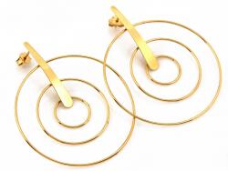 Lovrin Nagy, modern, arany 585 14kt karika fülbevaló stekkeres (tűs) zárral, 7.12g (Lovrin)