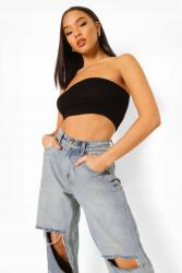 Boohoo Fekete Crop Top Illeszkedő Klasszikus Rövid Nyitott Váll Boohoo 34
