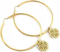 Lovrin Arany 14k karika fülbevaló 40mm áttört lóherével, elegáns hosszú 585