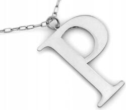 Lovrin Divatos ezüst női nyaklánc 925-ös finomságú, nagy "p" betű medállal, 50 cm hosszú