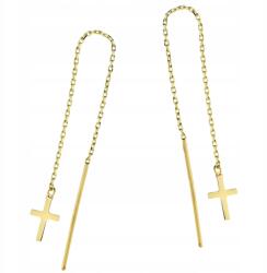 Lovrin Arany fülbevaló 585 áthúzós kereszttel, rolo láncon, ajándékba, 14k (Lovrin )