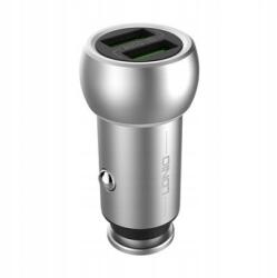 Ldnio Szivargyújtó Usb Töltő, 2xUSB, Quick Charge 3.0, 5V/3, 6A/18W, ezüst (C-401)