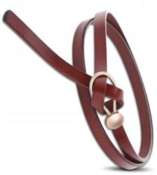 EdiBazzar Keskeny öv Női hosszú kötött bőr retro barna bőr szilárd boho (Damski pasek do spodni sukienki wiązany)