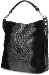 Beltimore Croco shopper velúrbőr kézitáska, nagy (W10black)