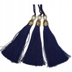 Gipiurowo Gyöngy és aranyszínű gyöngyökkel díszített fülbevaló, sötétkék, 12 cm (chwost)