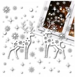  Szett 2 ív karácsonyi ablakmatrica, üvegmatrica, dekoráció rénszarvas (Zestaw 2 arkuszy naklejek na okno szybę)