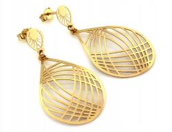 Lovrin Arany fülbevaló 585, nagy, lógós, áttört mintával, stiftes záródással, divatos