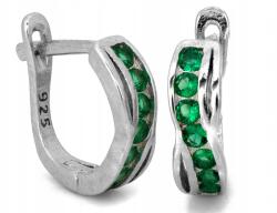 Lovrin Ezüst, angol kapcsos fülbevaló zöld cirkónia kövekkel, 925-ös finomságú, 1.05g ajándéknak is kiváló