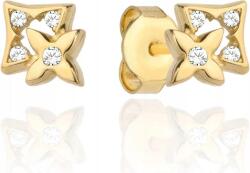 Lovrin Arany fülbevaló 585 virág motívummal, négyzet alakú, cirkónia kövekkel, ajándékba, 14 karátos (Lovrin)