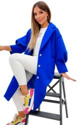  Elegáns, divatos női oversize kabát puffos ujjakkal Búzavirágkék (EB22441E)