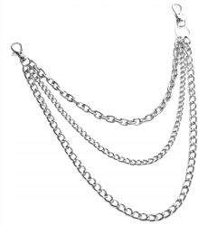 EdiBazzar Vastag hármas ezüst lánc punk öv fém dekoratív medál (yualomc101)