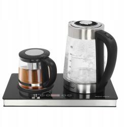  1800W 2, 5 literes fekete rozsdamentes acél vízforraló üveg testtel, hőmérséklet szabályozással (Stainless Steel Glass kettle)