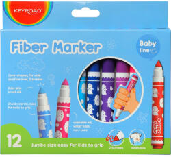 Keyroad Rostirón, filctoll készlet, 5 mm, 12 db/bliszter, Keyroad Jumbo, vegyes színek (54313) - irodaszerpiac