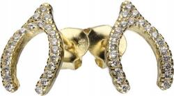 Lovrin 925-ös ezüst, aranyozott fülbevaló, kívánságcsont alakú, cirkónia kövekkel Egyedi design ajándékba (Lovrin 49755)