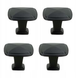 B&B 4 db Négyzet alakú fekete fém bútorfogantyú szekrényekhez, fiókokhoz, bútorokhoz (Z4 G104 CZ)