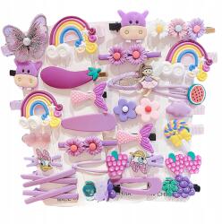  28 db-os gyerek hajcsat szett aranyos színes hajcsatok (Zestaw 28 szt dziecięcych wsuwek)