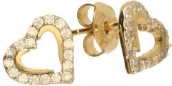 Lovrin Arany fülbevaló 585 szív keret cirkónia elegáns ajándékba szívek 14kt (Lovrin 60230)