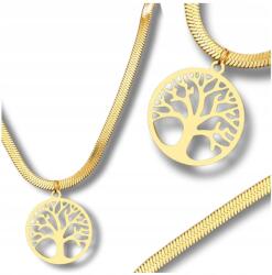  Aranyozott nyaklánc sebészeti acélból, 18K aranyozott lánc fa medállal (ZŁOTY Elegancki Naszyjnik Kolia Celebrytka)
