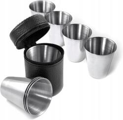 1Mcz Fém Pálinkás Pohár Készlet 6db Bőr Tokban (DSP0107)