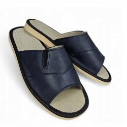  Férfi Papucs, Bőr Papucs Sötétkék 42+ Ajándék (KAPCIE MĘSKIE GRANATOWE ZE SKÓRY)