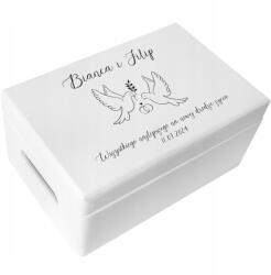 Creative Deco Esküvői doboz gravírozott esküvői ajándék üdvözlőlap uv nyomtatás 30x20x14cm (JANCDSD130CUSTOMWEDDOVESTPTFBM-W)