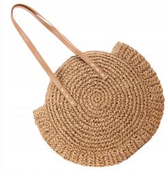 EdiBazzar Nagy táska szalma keret nyári női kerek A4 XL strand Öko Szívószál (5904107123769)